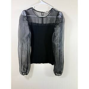 Sheer Mesh Organza Puff Sleeve Fairy Top Goth Coquette Y2K